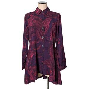 LIV By Habitat Clothes Purple Marble Print Button Up Shirt Blouse S